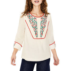 NWT Boden Kelsey Floral Ivory Embroidered Top 14